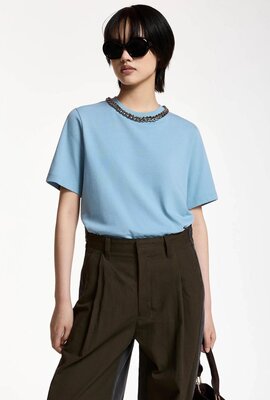 Essentiel Antwerp T-Shirt mit Kette Blau