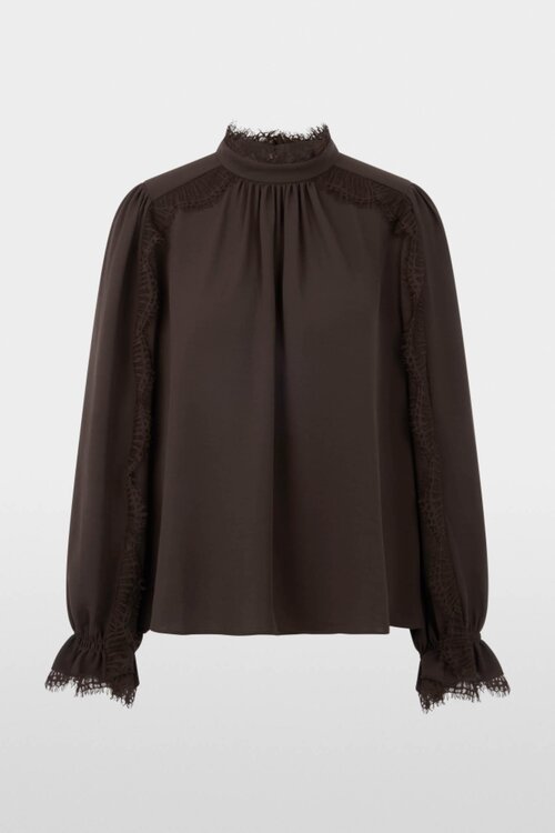 Marc Cain Geschmeidige Bluse mit Spitze braun