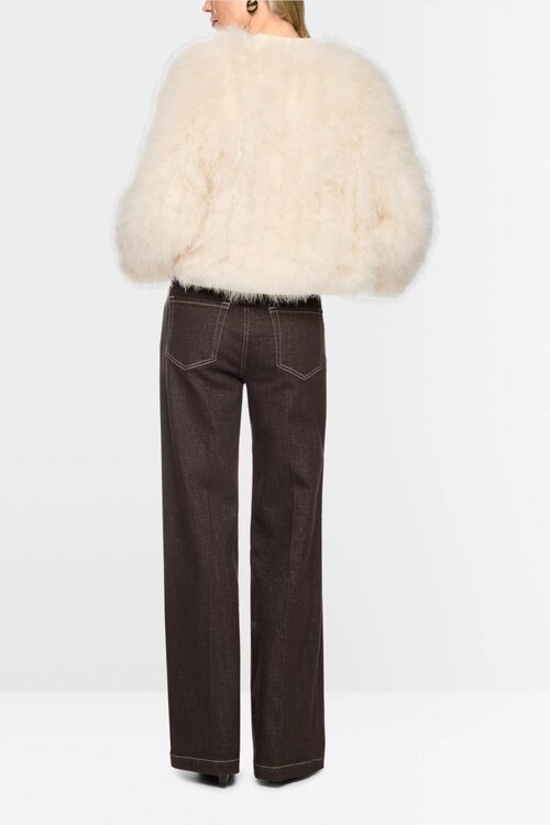 Marc Cain Off White Kurze Federjacke