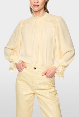 Marc Cain fließende Bluse mit Spitze wollweiß