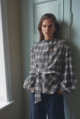 Co'couture Chandler Check Tie Bluse