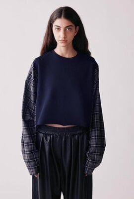 Johny Sweatshirt kariert Navy