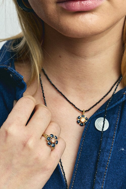 Anna & Nina Black Onyx Gemstone Halskette