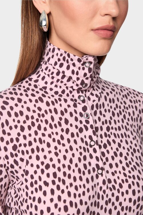 Marc Cain T-Shirt mit Stehkragen rosa