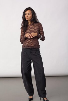 Co'couture Penola Oneck Mesh Top braun