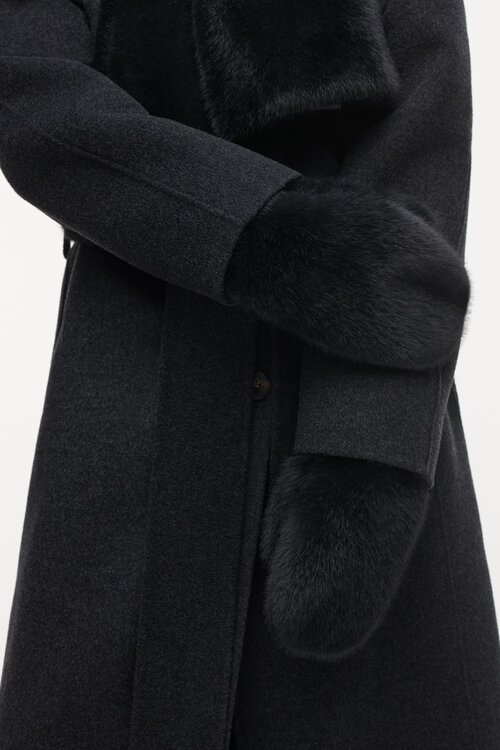 Studio AR by Arma Evalyn Faux-Mink-Fäustlinge Grau