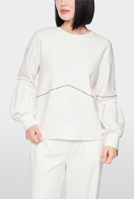Marc Cain Sweatshirt mit Nieten Off-White
