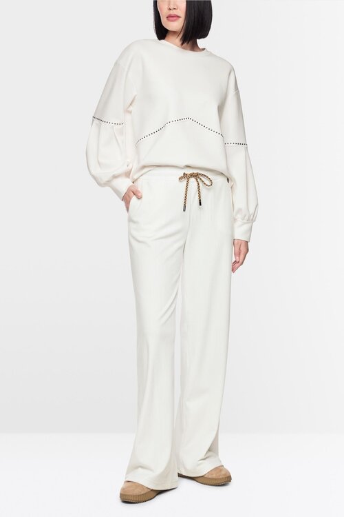 Marc Cain Sweatshirt mit Nieten Off-White