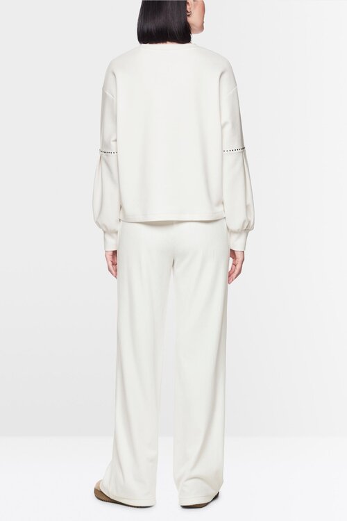Marc Cain Sweatshirt mit Nieten Off-White