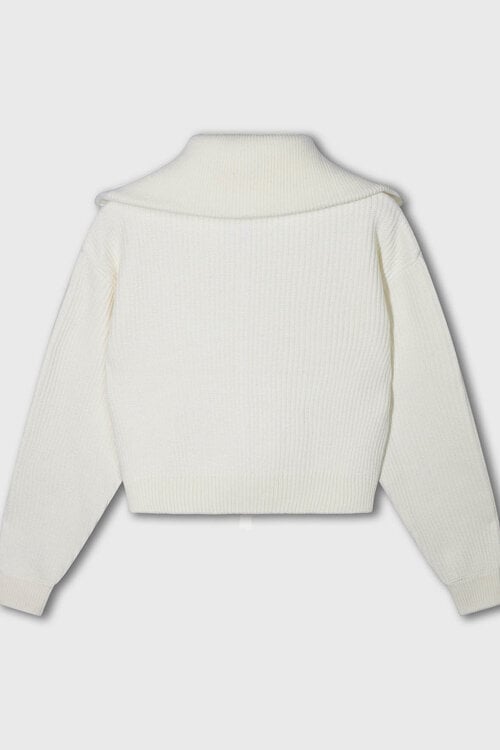 10Days Rippstrick-Cardigan mit Reißverschluss ecru