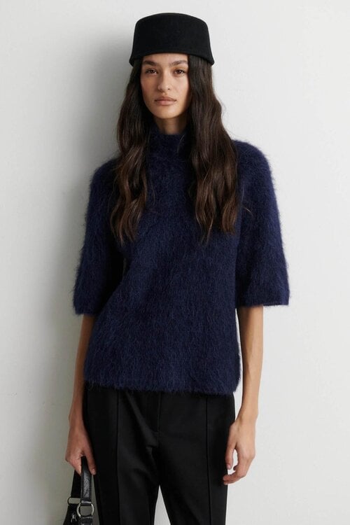 Second Female Karla Kurzarm-Pullover blau