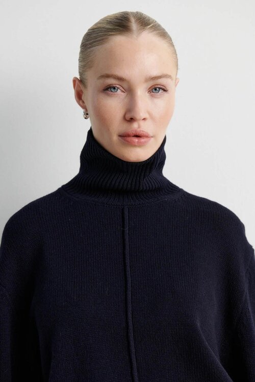 Second Female Alpha Knit Pullover T-Neck Blau