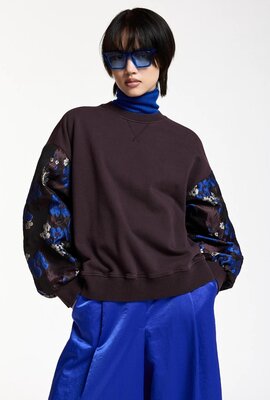Essentiel Antwerp Sweatshirt mit Blumenprint bordo