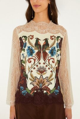 Farm Rio Millena Bluse Print offwhite