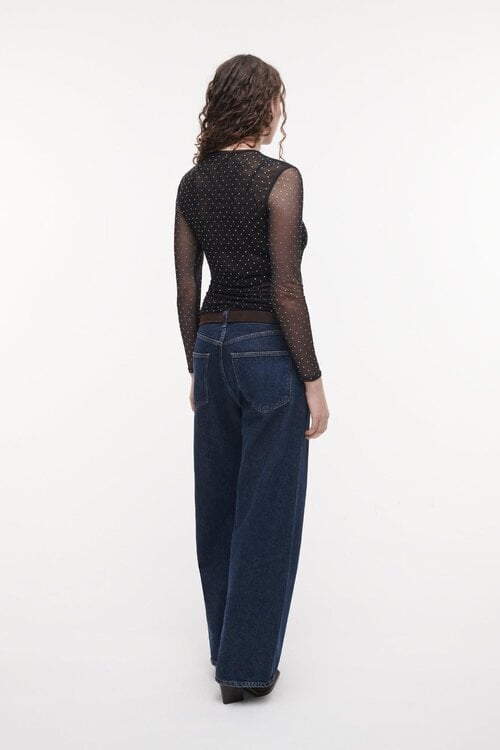 Studio AR by Arma Ines Glitzer-Mesh-Shirt schwarz