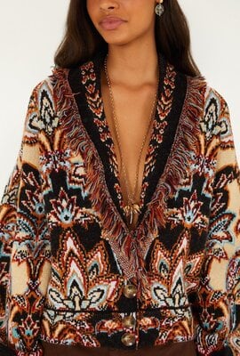Farm Rio Tapestry-Print Strickjacke multicolor