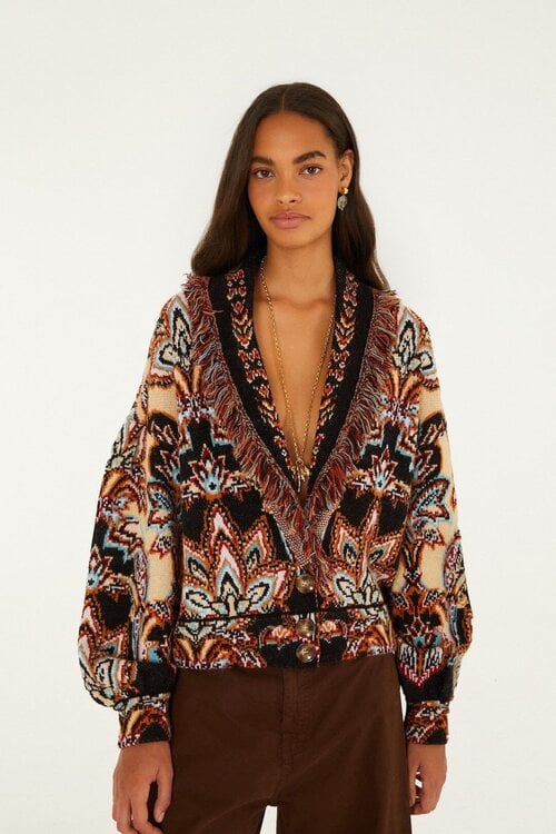 Farm Rio Tapestry-Print Strickjacke multicolor