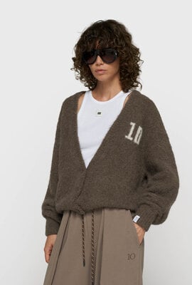10Days hairy knit Strickjacke braun