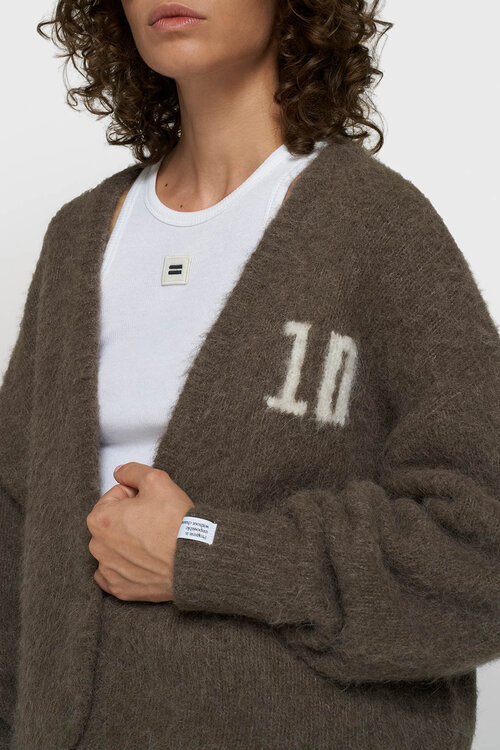 10Days hairy knit Strickjacke braun