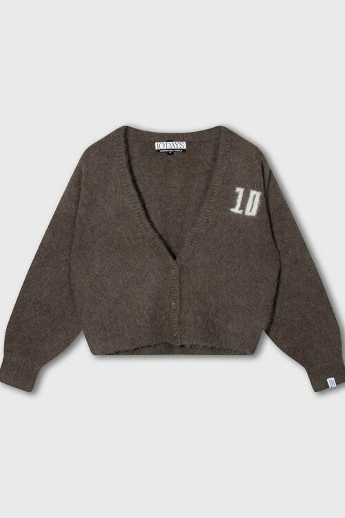 10Days hairy knit Strickjacke braun