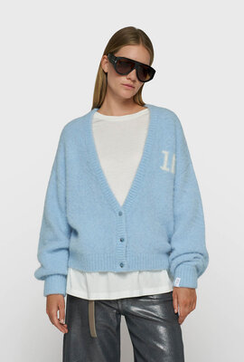10Days hairy knit Strickjacke blau