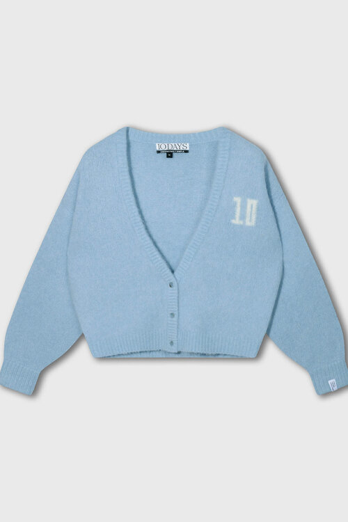 10Days hairy knit Strickjacke blau