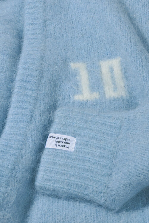 10Days hairy knit Strickjacke blau