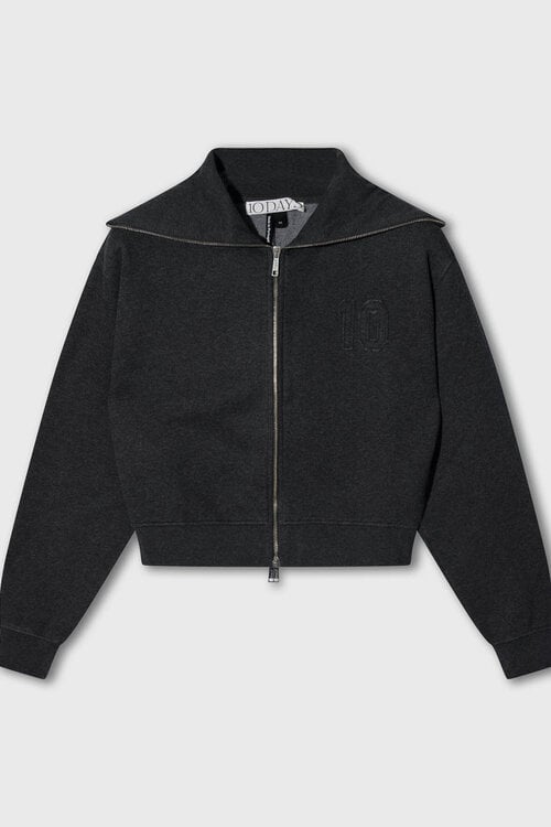 10Days Zip-Cardigan Fleece Anthrazit