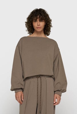 10Days Boatneck-Top Fleece Braun