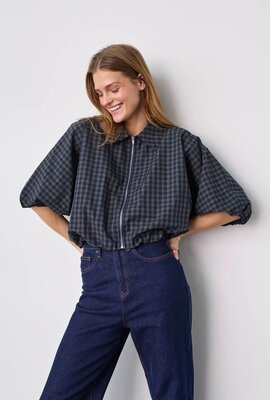 Sister Point Nelly Jacke navy kariert