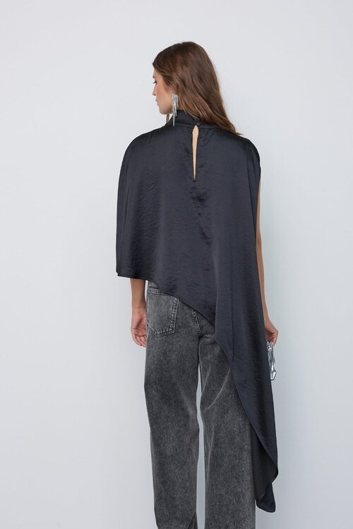 Co'couture Idem Cape-Bluse schwarz