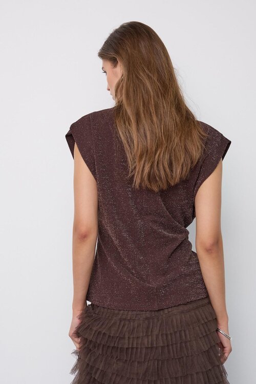 Co'couture Esti Glitzer-Top braun