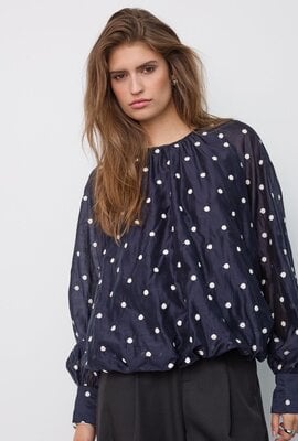 Co'couture Dita Dot Bluse blau