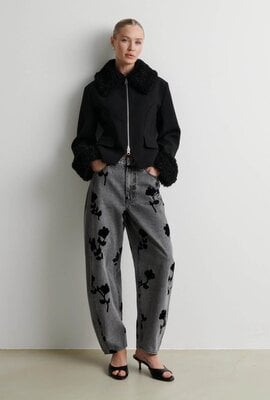 Second Female Lawrissa Barrel-Jeans grau