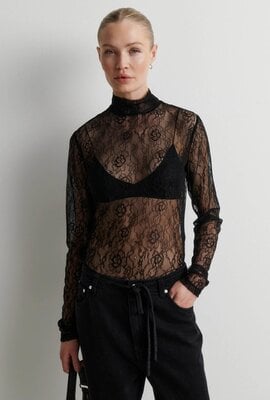Second Female Luria Spitzenshirt schwarz
