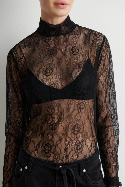Second Female Luria Spitzenshirt schwarz