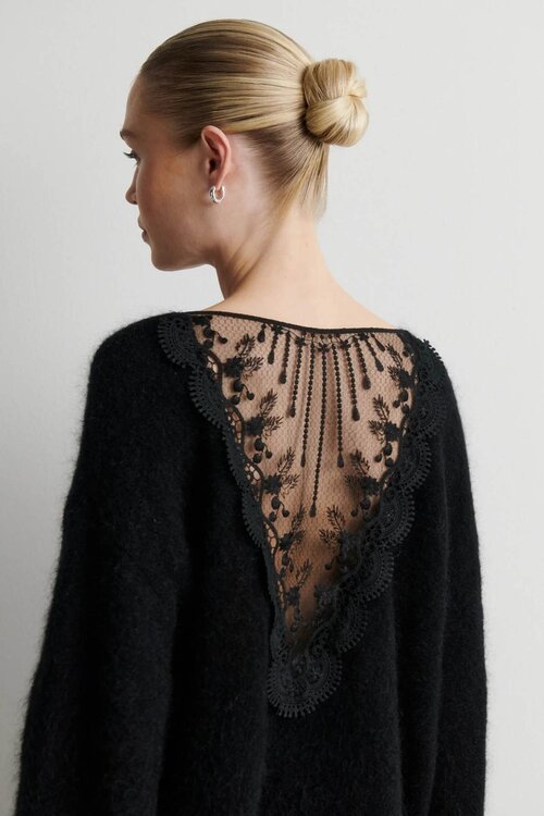Second Female Brook Knit Pullover Spitze schwarz