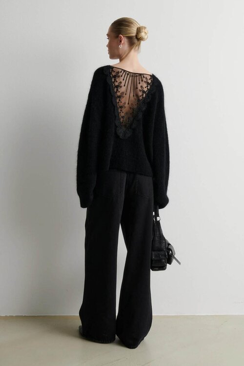 Second Female Brook Knit Pullover Spitze schwarz