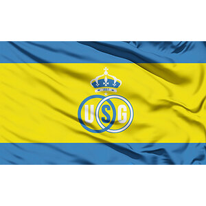 Gele vlag met blauwe strepen