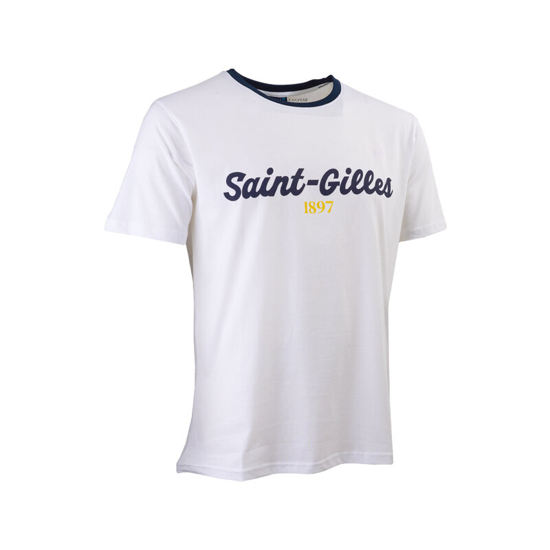 Topfanz T-shirt wit "Saint Gilles" blauw