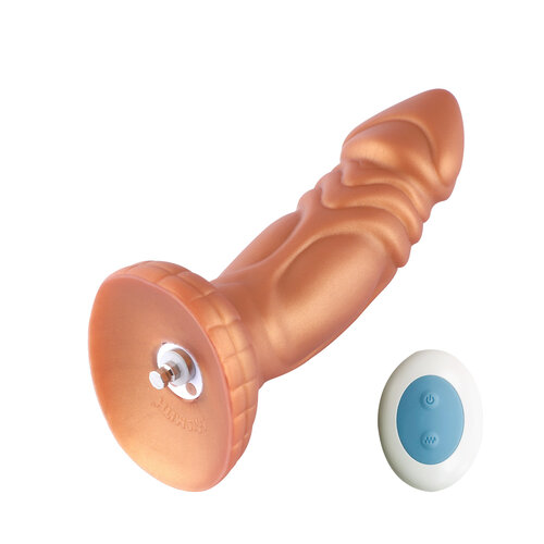 Hismith® Vibrating Dildo including Remote Control 21 CM KlicLok Gold