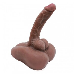 Masturbateur de pénis Gode flexible avec anus Marron