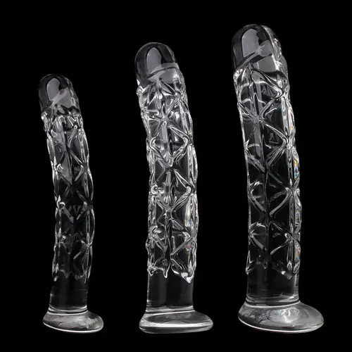 Glasdildo mit einzigartiger Textur Medium 18 cm