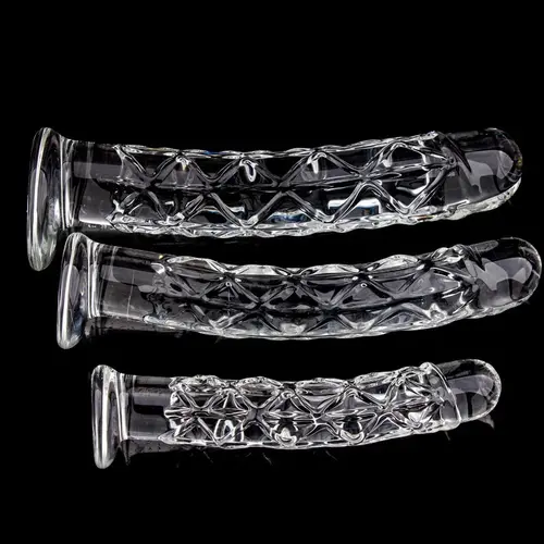 Glasdildo mit einzigartiger Textur Medium 18 cm