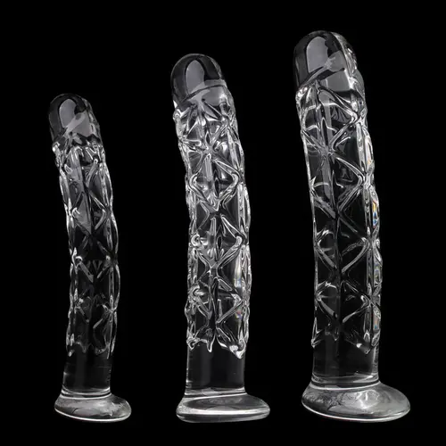 Glasdildo mit einzigartiger Textur Medium 18 cm