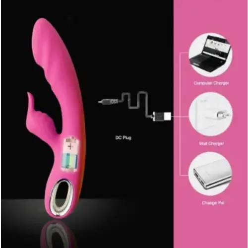 Hismith® Beheizter rosa Kaninchenvibrator 100% wasserdicht medizinisch geprüftes Silikon mit zwei Motoren