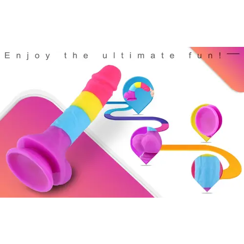Dildo a ventosa Fantasy Rainbow Sugar 22 cm