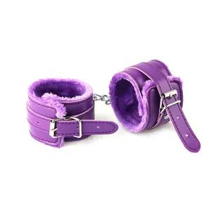 Auxfun® Padded Handcuffs - Bed Cuffs with Chain - Purple