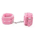 Auxfun® Gepolsterte Handschellen Bettfesseln mit Kette Rosa