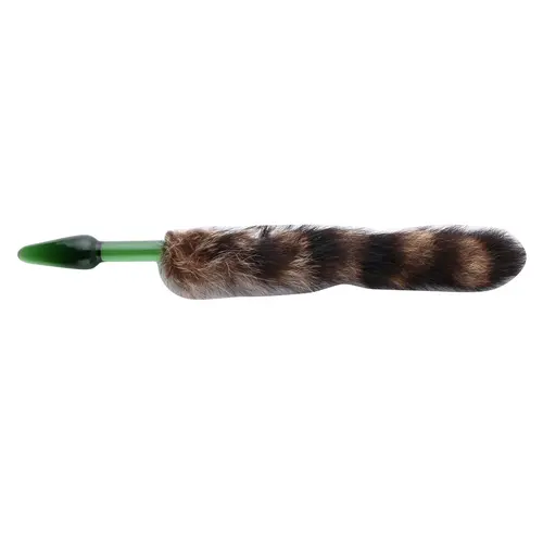 Auxfun® Fluffy Butt Plug Vossen staart Groene glazen plug